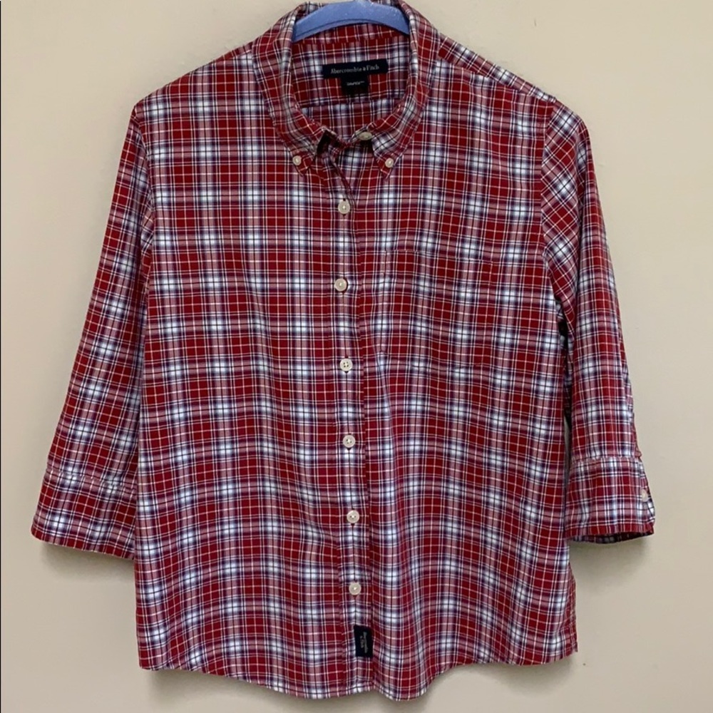 Abercrombie & Fitch Red Plaid Button Down Shirt.